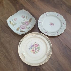 Vintage Dishes with Rose Design